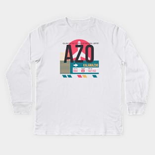 Kalamazoo (AZO) Airport // Sunset Baggage Tag Kids Long Sleeve T-Shirt